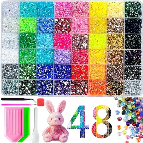 1Box of 3/4/5mm Hot Selling Semi-circular Nail Bedazzling Rhinestones Kit Colorful Shiny Jelly AB Resin Diamond Nail Art Decorations DIY Gift Lipstick Festival Nail Accessories Nail Art Products