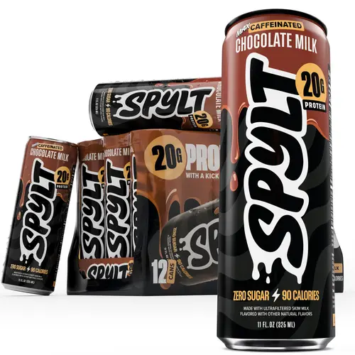 SPYLT MAX Chocolate Caffeinated Chocolate Milk Energy Drink - 12-Pack Ready-to-Drink, High Protein, Sugar-Free Hydration, Natural Energy, Pre-Workout Options, Lactose-Free, Workout Recovery Support (Packaging May Vary), Natural Energy Drinks, Pre Workout