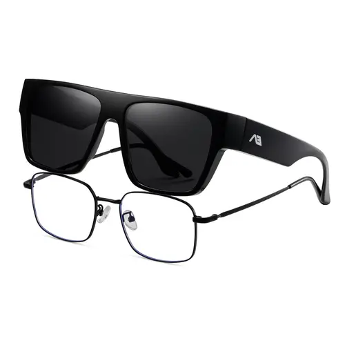 kimorn Polarized Square Fit-Over Sunglasses for Men, Full Rim TAC Frame for Glasses Wearers with Extra Side Coverage