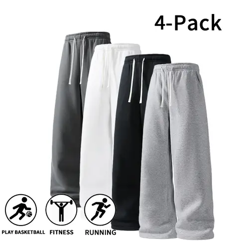4 Pack Fall & Winter Styles Ultra Soft Wide Leg Sweatpants | Warm & Comfortable athletic pants for basketball, running, and gym (optional 4 pack and 2 pack),clothes for back to school,first day of school outfits