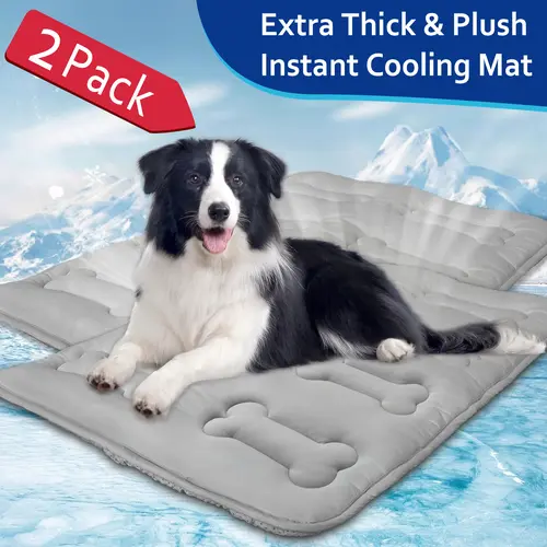2-Pack Thicker Dog Cooling Mats for Dogs, No Geal No Electric Cute Bone Quilted Washable Durable Non-Slip Long-Lasting Instant Cool Summer Pet Cooling Pad, Portable Lightweight Indoor Outdoor Cold Kennel Crate Bed for Large Dogs #tiktokshopsummersale