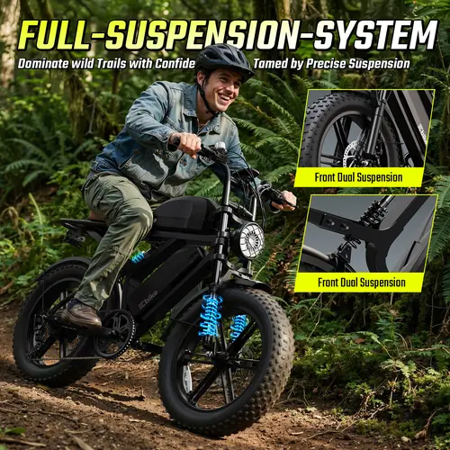 X6 1500W Electric Bike - Dual Battery Fat Tire Ebike, Large Size Pedal-Assist Bike, 60-120 Mi Range, Full Suspension, 28MPH, 420LBS Capacity, Ideal for Sports & Outdoor Cycling, Ebikes
