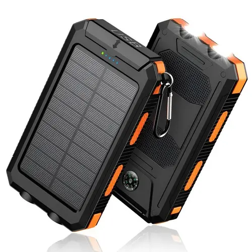 [FREEShip] 10000mAh Solar Power Bank, Solar Powered Phone Charger, Portable Fast Charging Device with Dual Ports
