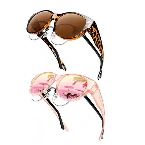 2PCS Fit-Over Prescription Sunglasses, Oversized Square Full-Rim Plastic Frames, UV400 Protection, Trendy Stylish Women's Unisex Fashion Accessory, Single Pair summerwins