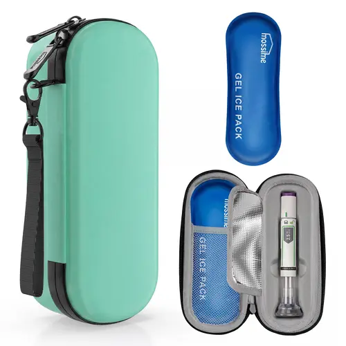Portable Insulin Cooler Travel Case Fits Zepbound or Mounjaro Injector Pens, TSA Approved Refrigerated Travel Case with Reusable Ice Packs, Medicine Organizer for GLP1, Peptide & Diabetes