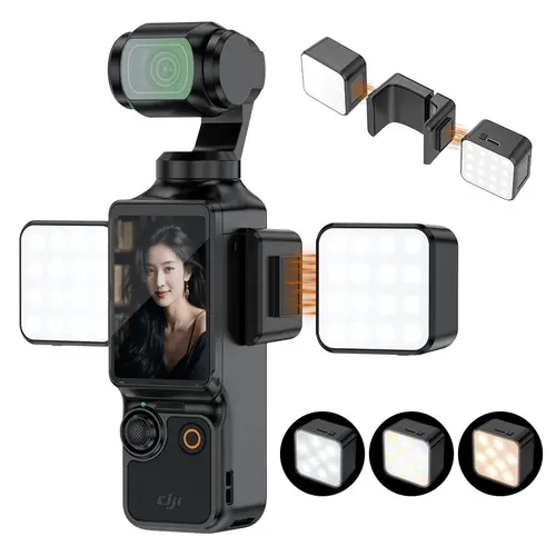 Vlogging Light for DJI Osmo Pocket 3,Magnetic Mini LED Action Camera Video Light Photoshoot Accessories, Quick Release Photography LED Fill Light for Vlog Selfie Video Recording, Camera Accessory
