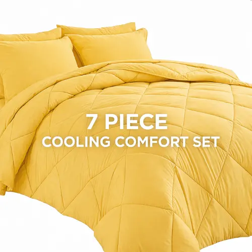 Cosybay 7-Piece Hypoallergenic Comforter Set - Queen/King/Full Size, Luxury Hotel Soft Wrinkle-Resistant 14" Deep Fit Bedding in a Bag (1 Flat Sheet, 1 Fitted Sheet, 2 Pillowcases, 2 Pillow Shams) - Kids Room Cozy Setup, Halloween Decoration