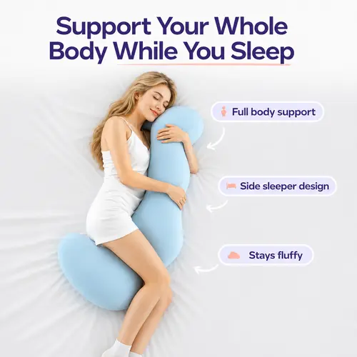 Ultra Soft Cooling Full Body Pillow, Ergonomic Posture Support Pillow for Pregnancy, Relieve Back Hip Leg Discomfort, Breathable Side Sleeper Pillow for All Night Sleep summerwins