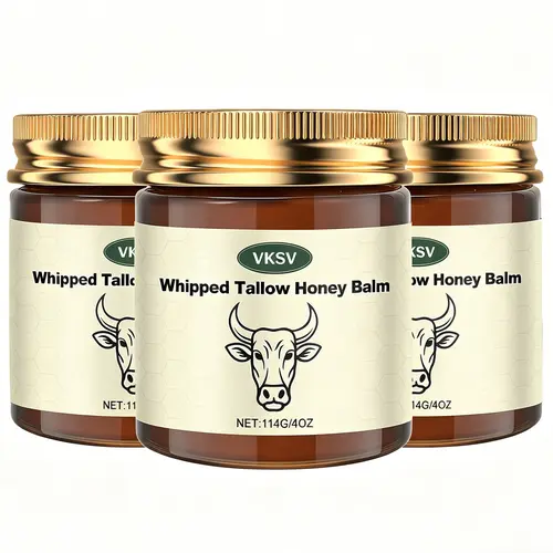 Whipped tallow honey skin balm, organic grass-fed tallow moisturizing cream for face and body, intense, Moisturizers, Honey Tallow Body Butters, Honey‑Rich Balm
