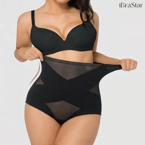 Shapewear for Women Tummy Control High Waisted Body Shaper Panties Seamless Slimming Underwear Breathable Mesh Cross Compression Abs Sculpting Briefs Butt Lifter Comfortable Fit Plus Size