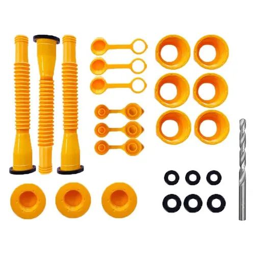 Gas Can Spout & Nozzle Replacement Kit (3 Pack-Yellow) with all gaskets pre-installed, ready for immediate use, fits 1/2/5/10 gallon gas cans and is easy to operate.-MM1