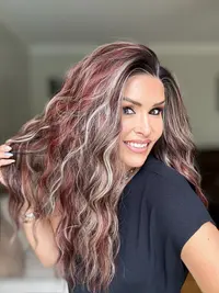 AISOM New Color Marissa Berry Truffle Long Water Wave Free Part Classical 13x4 Lace Front Wig 20 Inches Heat Friendly Synthetic Lace Wig Daily Use