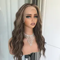 AISOM New Released Marissa Toasted Brunette Melt Long Water Wave 13x4 Lace Front Wig Free Part Wig 20 Inches 120% Density Natural Looking Wig