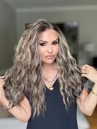 AISOM New Released Marissa Sunkissed Glow Long Water Wave Free Part Classical 13x4 Lace Front Wig 20 Inches Heat Friendly Synthetic Lace Wig For Women