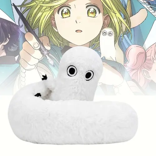 Witch Hat Atelier Fudeworm Plush Toy, Soft Stuffed, Cute Anime Plushie, Shapeable Worm Plush Doll, Ultra-Soft Fluffy Companion, Posable Brush Buddy, Kawaii Collectible, Bedroom Decor, Gift for Manga and Anime Fans