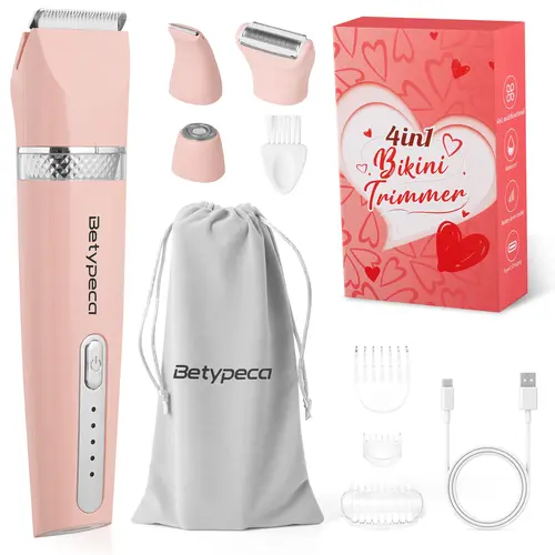 Bikini Trimmer for Women – 4 IN 1 Dual Head Electric Razors IPX7 Waterproof & Painless & Easy Cleaning,for Pubic Hair, Legs,Face,Underarms – Portable Cordless Body Shaver with Fast Charging,Gifts for Women,back to school,back to school haul