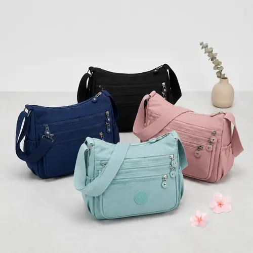 Women's Solid Color Nylon Fanny Pack - Lightweight Wear Crossbody Shoulder Bag with Adjustable Strap, Large Capacity, Multi-Pocket Zipper Design for Daily Commuting & Casual Use (Crossbody Bags for Women)