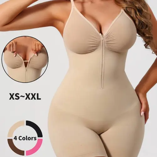 Summer Women's Shapewear, Tummy Control Bodysuit, Compression Bodysuits, Zipper Design, Comfortable Stretchy Fabric, Adjustable Fit, Breathable Mesh, Wearable Comfortably
