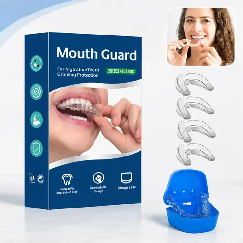 Custom Fit Mouth Guard for Teeth Grinding at Night, Moldable Dental Night Guard for Adults, Soft Reusable Sleep Guard for Clenching and Nighttime Comfort