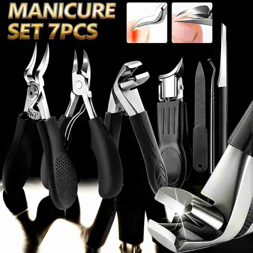 Heavy-Duty Nail Clipper Set for Thick & Ingrown Toenails - Professional Stainless Steel Pedicure Kit for Men & Women, Sharp Clippers, Cuticle Nipper, Nail File & Grooming Tools, Salon-Quality Care Gift