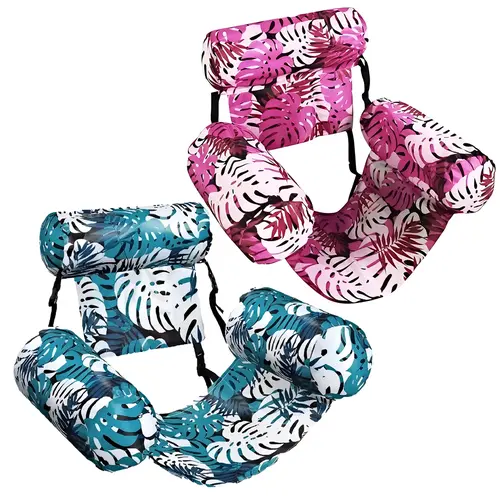 2-Pack Heavy-Duty Dog Pool Floats - Inflatable Pet Water Lounge Chair with Fabric Cover, Mesh Sling Seat, Quick Inflation, Anti-Leak Valve, Portable for Beach, Water Relaxation, Suitable for Friends