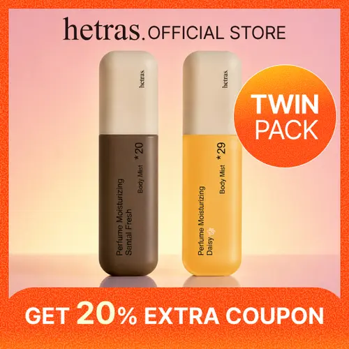 [hetras] Perfume Body Mist 2ea - SIGNATURE Scent Duo  | Santal Fresh & Daisy Scent Set | Moisturizing Niacinamide Body Spray |  Body Glow, Smooth Skin | for Texture & Uneven Skin tone | Long-Lasting Skin Scent | Korean Skincare (4.06 fl oz each)