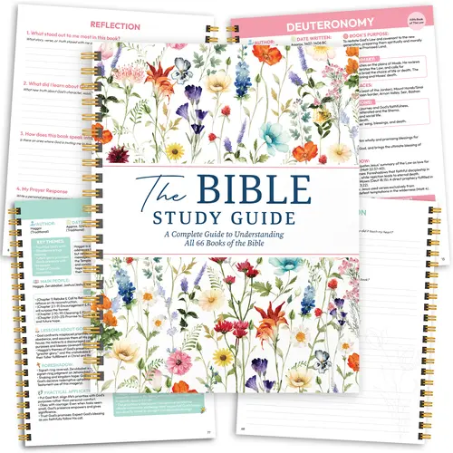 A Year Through The Bible Journal, 52 Week Bible Study Guide, Spiral Bound Bible Reading Plan with 66 Book Summaries, Devotional Journal, Prayer & Reflection Notebook for Women Adults Teens