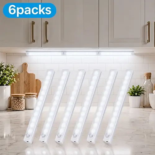 LED Motion Sensor Strip Lights - USB Rechargeable DC Power Supply ABS Lights, Auto-On/Off Adjustable Indoor Handsfree Light, Easy Installation Wallmount Home Gadget, Valentines Day Gift for Closet