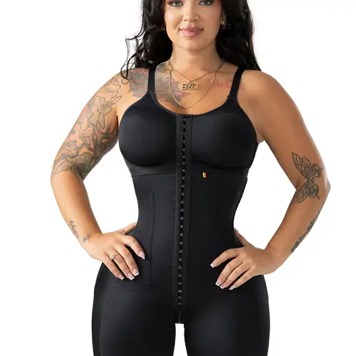 Colombian Faja with Built-in Bra | Boned Waist Sculpting + Butt Lifting | Pre-Molded Glutes | Silicone Lace Anti-Roll | 3-Row Hook + Zipper | Tummy Control | Snatched Body