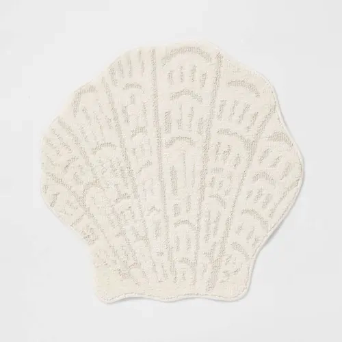 24"x24" Seashell Shaped Coastal Non-Skid Bath Rug - Threshold