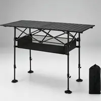 AORAN Portable Folding Outdoor Picnic Table, Heavy Duty Steel Frame Ultra Light Compact Foldable Table with Large Storage Mesh Basket, Detachable Design for Beach, Camping, Travel, Backyard Barbecue & Picnics