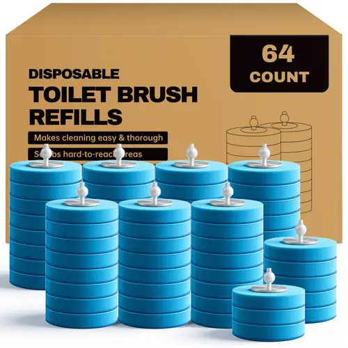 VacLife Disposable Toilet Wand Refills, 64/96-Count Deep Cleaning Sponge Heads, Replacement Pack for Bathroom Bowl Cleaner (Toilet Brush & Plungers Accessory)