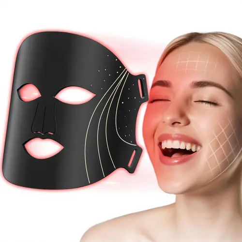 SHMHE Red Light Therapy Mask - 633nm Deep Penetration Repair, Brightens Skin, Wireless 7 Color LED Lights, 190g Lightweight Safe Silicone, 4D Full-Face & Eye Coverage, Rechargeable, Remote Control, Premium Women's Gift Box (Fall-Winter Gift for All Types)
