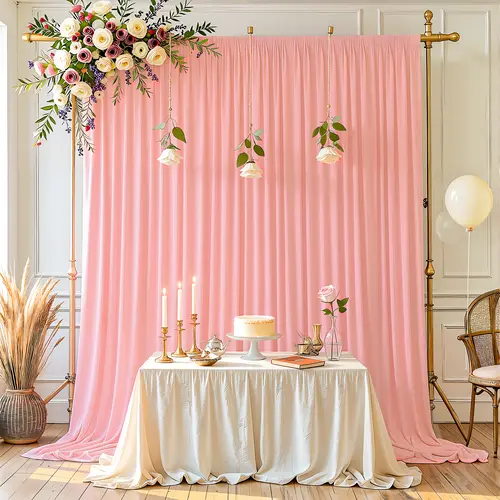 5FTx12FT Solid Minimalist Hanging Spandex Backdrop Curtain Panel with Rod Pocket, Wrinkle-Resistant Polyester Drape for Home Supplies, Banners, Ceremony, Business Events