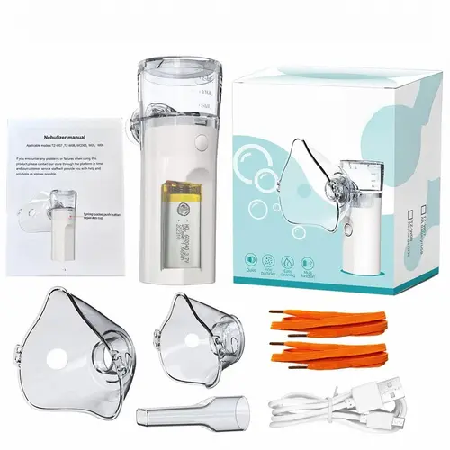 Portable nebulizer - A nebulizer suitable for both adultsand children, equipped with an oral inhaler and two typesof masks. Pet nebulizer, USB rechargeable nebulizer,suitable for travel and home use.