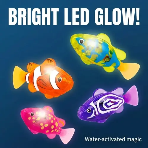 The LED electronic toy fish sways and lights up when it touches water, making it perfect for babies and toddlers to play with during bath time and a perfect gift for your little one.