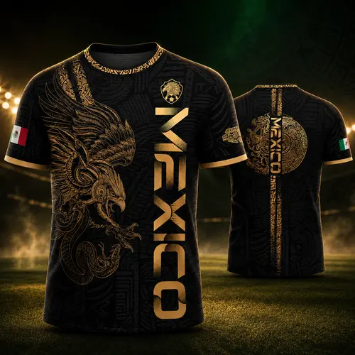 Mexico Soccer Jersey Men Women 2026 National Team Fan Shirt, Aztec Eagle Serpent Design, Mexican Flag Colors, Authentic Football Kit, Lightweight Breathable Sports Tee, Game Day Wear, World Cup Style, Patriotic Fan Apparel, Athletic Fit Top