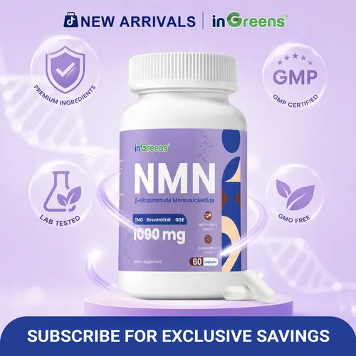 inGreens NMN 1000mg NAD Supplement Stack (140g, 60 Capsules) - Gluten-Free, Dairy-Free, Plant-Based with Trans-Resveratrol, TMG, Grape Seed Extract Botanical Antioxidants - 3rd Party Tested, 24-Month Shelf Life, Cellular Energy & Body Health Support