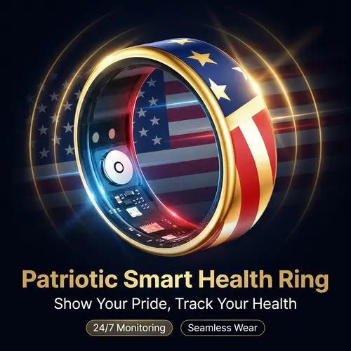 Liberty Smart Ring - America 250th Anniversary Limited Edition Adult Unisex Wearable Fitness Tracker, Electronic Gadget, Bluetooth, Heart Rate, HRV & SpO2 Monitoring, Sleep & Activity Tracking, 5-7 Day Battery, No Subscription, iOS/Android Compatible