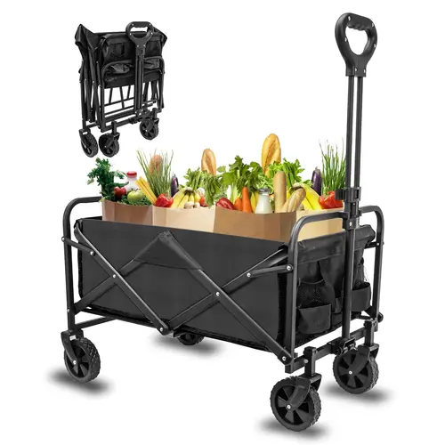 SZHLUX Foldable Four-wheelers, Foldable Four-wheelers With Wheels, Heavy Duty Outdoor Carts, Portable Folding Chair Storage Carts; Cart For Heavy Items, Suitable For Shopping, Sports, Camping, Gardens.