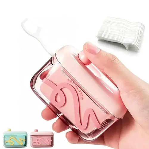 2026 New Travel-Sized Toothpick Case with 10 Floss Picks – Automatic Pop-Up Dispenser, Portable & Refillable, Perfect for Home, Restaurants & Travel, Oral Care Essentials