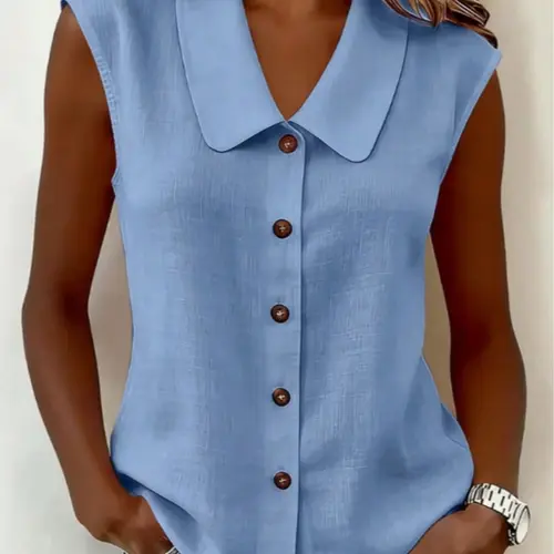 Elegant Sleeveless Women's Shirt Blouses, Solid Color Casual Work Vest Top, Perfect for Commute Wear, Fashionable and Comfortable, Model 10527