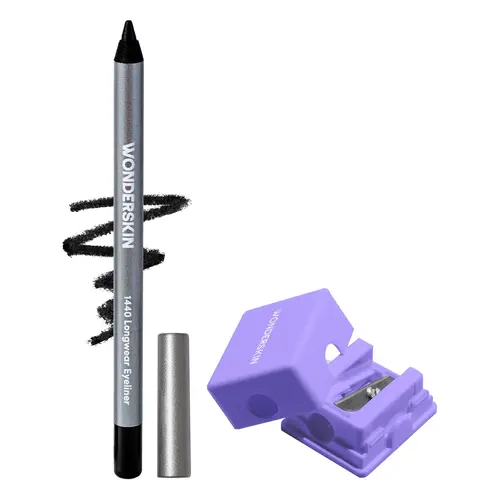 Wonderskin 1440 Longwear Eyeliner + Cosmetic Pencil Sharpener Duo | Smudge-Proof 24H Wear & Perfect Tip Bundle