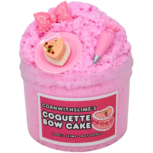 Coquette Bow Cake 8oz Slime Snow Fizz Texture Scented Raspberry Lemon Cake
