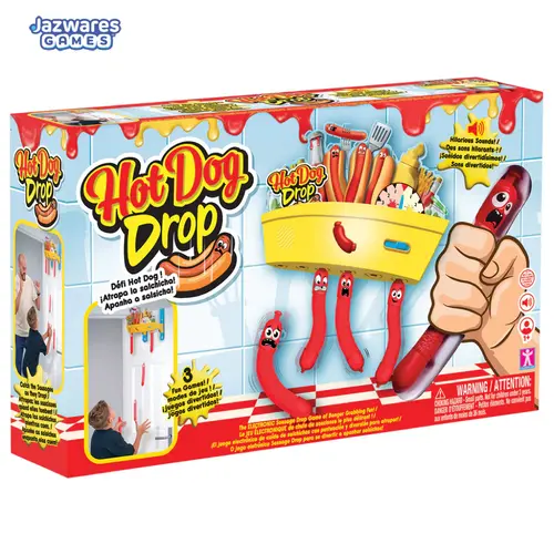 Official Hot Dog Drop Game – Catch Falling Hot Dogs Team Battle, 3 Game Modes Family Fun Arcade Style Reflex & Hand-Eye Coordination Game Door Hooks Adjustable