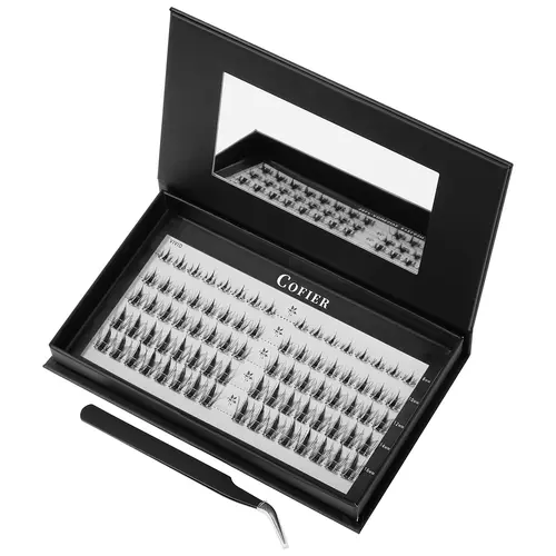 [Ivy Exclusive] Cofier No Glue Lash Kit Jelly-Coated Base Self Adhesive Individual Eyelashes 80/90/100 Pcs Easy Makeup Application with Tweezers Gentle & Moisture #Summervibes