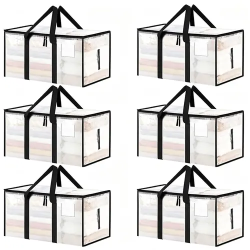 6-Piece Heavy-Duty Extra-Large Moving & Storage Organiser Bags - With Backpack Straps, Zippers, Handles - For Moving, College Dorms