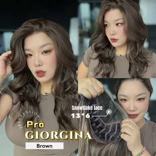 JBEXTENSION 21 Inches Curly Pre-Cut 13X6 Free Part Snowflake Lace Frontlace Glueless Wig GIORGINA PRO【BENDY EAR TABS】