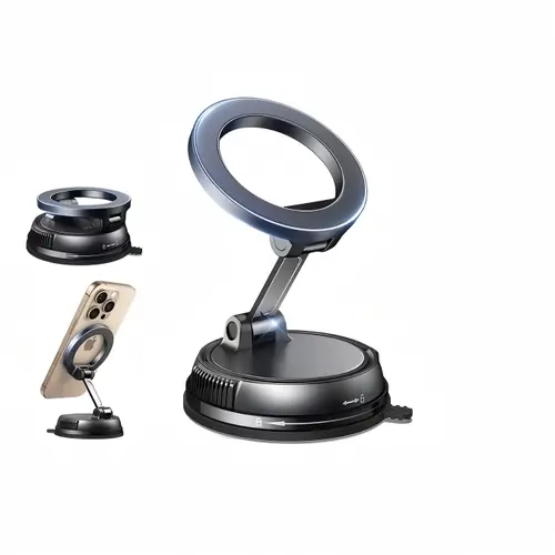 【DealsForYouDays】Vacuum Magnetic Car Phone Holder,Car Phone Mount, 360° Adjustable for MagSafe Car Holder Foldable Suction Phone Mount for Car, for Garmin GPS/Mirror/Smooth Surface, for iPhone 17 16 Pro Max 15, and Android