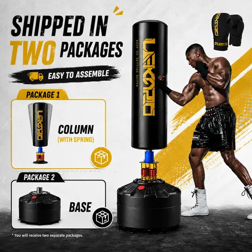 LEKARO Freestanding Boxing Bag Set - 70in Heavy Punching Bag with High-Strength Steel Frame, PU Leather, Fast Rebound, Gloves, Unisex Teens & Adults At-Home Gym Equipment for Stress Relief